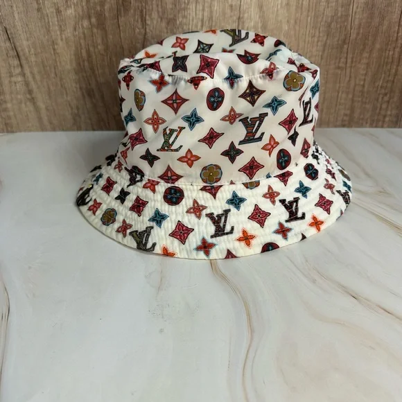 Louis Vuitton Multicolor Monogram Bucket Hat White Bucket Hat with multicolor Monogram print – logofabrics main image 4
